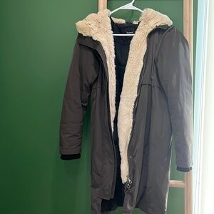 Theory rabbit fur mid length coat